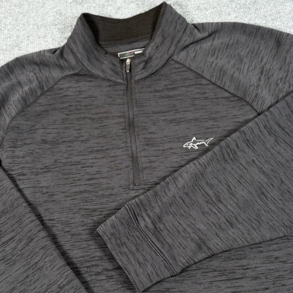 Greg Norman Mens XL Quarter Zip Heathered Black Golf Pullover Shirt Performance